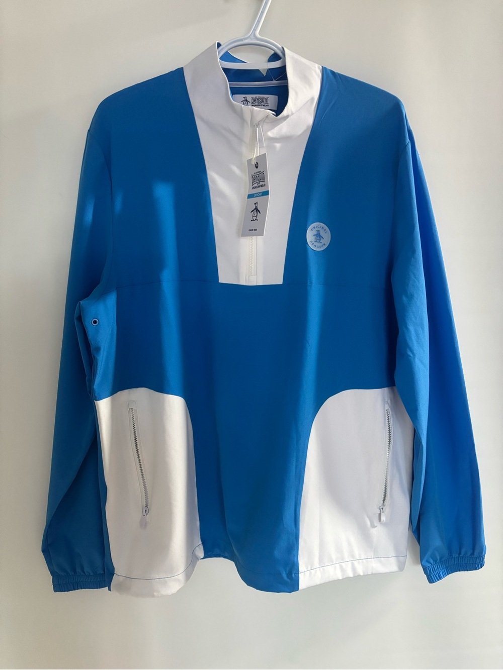 Original Penguin Blue and White Half-Zip Performance Jacket